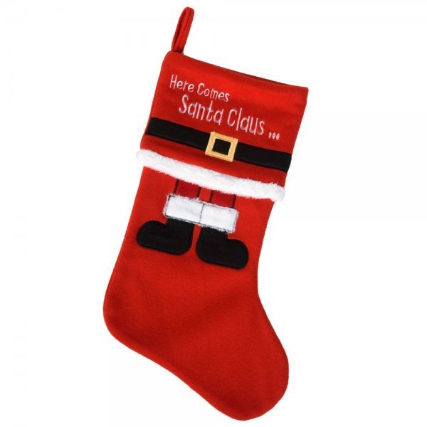 Χριστουγεννιάτικη Διακοσμητική Κάλτσα Κόκκινη, με "Here Comes Santa" (50cm) 